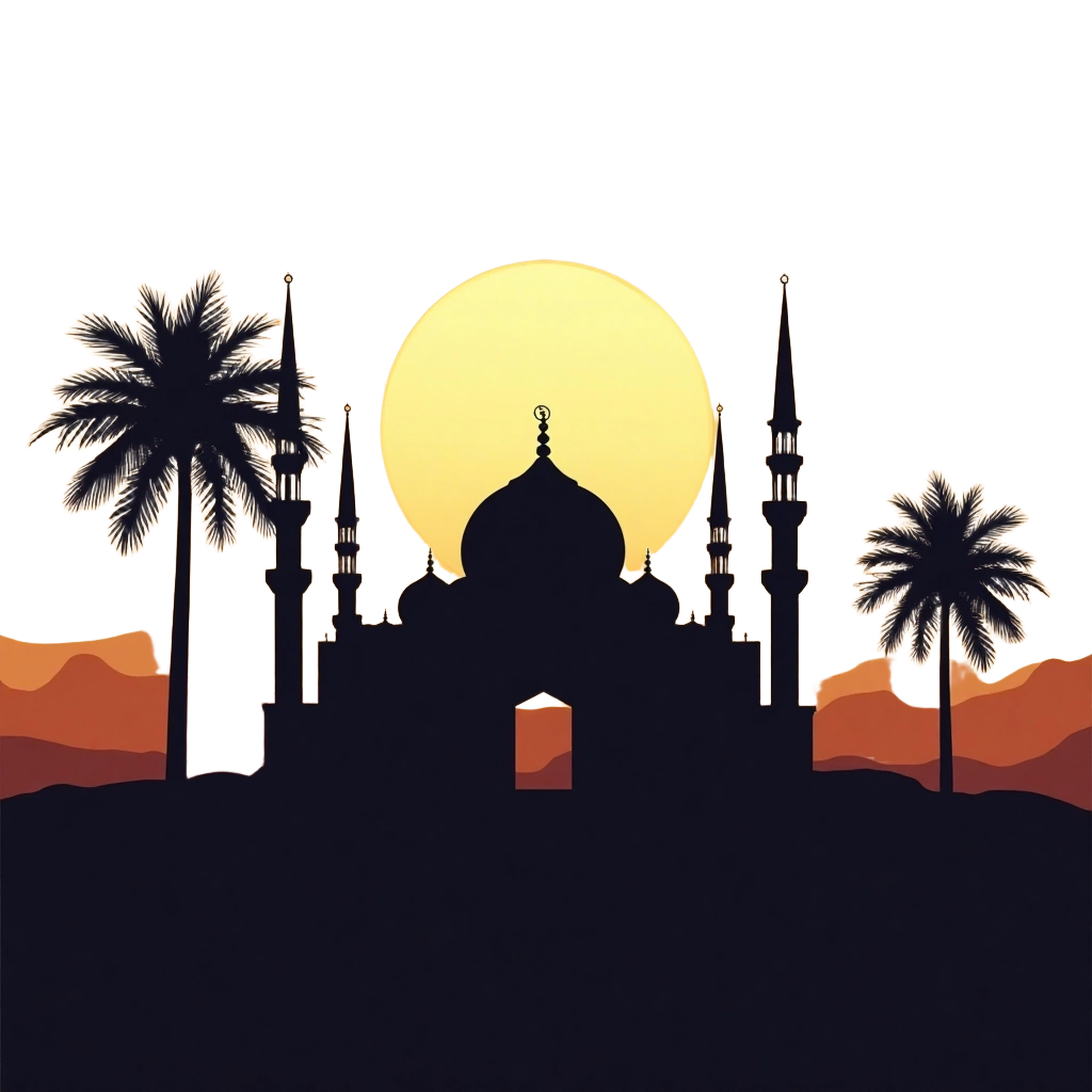 Desert Mosque at Sunset